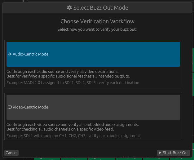 Buzz Out Mode Selection